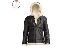 womens aviator raf b3 black hoodie sheepskin fur leather bomber flying jacket