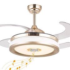 Retractable Ceiling Fan With Light And Bluetooth Invisible Ceiling Fan With Bluetooth Speaker In 2020 Ceiling Fan With Light Color Changing Led Ceiling Fan Chandelier