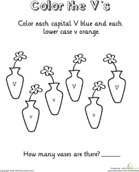 Learning The Letter V Worksheet Education Com Letter V Worksheets Letter Recognition Activities Letter V