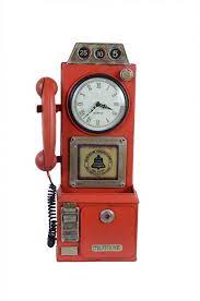 Red Metal Phone Booth Wall Art Clock Letterbox Key Holder Victorian Home Decor Red Wall Clock Victorian Home Decor Funky Wall Clocks