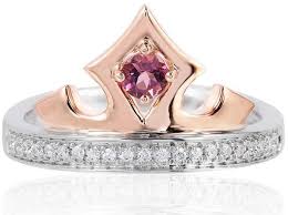Enchanted Disney 0 130ctw Pink Tourmaline Diamond Aurora Tiara 2 Tone Ring Pink Tourmaline Disney Ladies Jewels