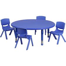 Flash Furniture 45 Round Adjustable Plastic Activity Table Set In Multiple Colors With 4 School Stack Chairs Walmart Com Activity Table Kids Table And Chairs Flash Furniture