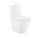 Brusque Modern One-Piece Toilet, Square Bowl Design, Dual-Flush (1.1/1.6  GPF), 12\" Rough-In, Skirted Trapway