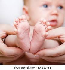 Baby Feet Held Woman Hands Lipstick Stock Photo 179877995