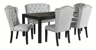 Select from round, oval, rectangular, and extension dining tables; Jeanette Dining Table And 4 Chairs And Bench D702 01 4 08 25 Dining Room Groups Price Busters Furniture