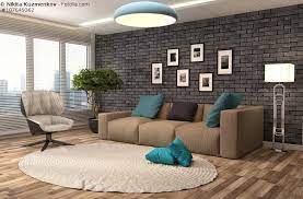 Sofa Braun Wohnzimmer Mit Steinwand Farbgestaltung Wohnzimmer Wohnzimmer Einrichten Wohnzimmer Braun