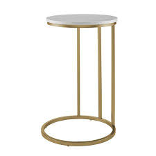 Athena Faux Marble Gold C Shaped End Table By Ember Interiors Walmart Com In 2020 Metal Accent Table End Tables Side Table