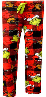Dr Seuss The Grinch And Max Buffalo Plaid Plush Lounge Pants