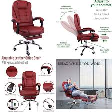Silla De Oficina De Cuero Reclinable Halter Moderno Ejecutivo Ajustable Rolling Swiv Ebay