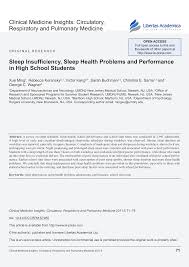 Pdf Sleep Insufficiency Sleep Health Problems And Performance In High School Students