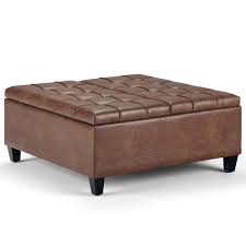 The oh so practical brooklyn + max lincoln faux leather coffee table storage ottoman will be used as a coffee table, ottoman, and extra seat. Simpli Home Harrison 36 Inch Traditional Square Coffee Table Storage Ottoman In Umber Brow The Home Depot Canada
