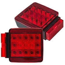 Square Led Trailer Light Kit 4 1 2 Led Brake Turn Tail License Plate Lights Pigtail Connector Stud Mount 17 Leds Super Bright Leds