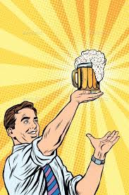 Retro Mann Und Krug Bier Pop Art Vektor Oktoberfest Und St Patrick Tag Bier Bira Festivali Pop Art Sanat