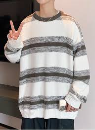 Blue And Grey Striped Sweater Dk Seventeen K Fashion At Fashionchingu