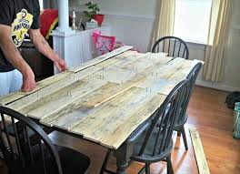 Pallet Kitchen Table Just Cover Existing Table With Pallet Wood Great Idea Pallet Dining Table Farmhouse Table Pallet Diy