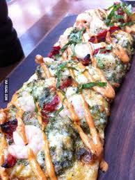 Pesto Shrimp Flatbread Pesto Shrimp 9gag Food Savoury Food