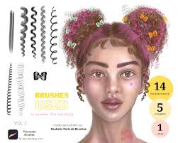 20 Curly Hair & Braids Procreate Essential Brushes, Digital Brushes,  Hairstyle Brushes and Stamps