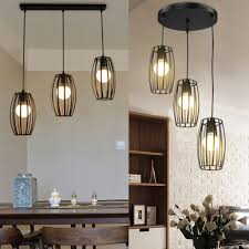 Industrial 3 Light Pendant Lighting Adjustable Hanging Light Fixtures Vintage Farmhouse Pendant Light With Metal Caged E27 Base For Kitchen Island Dining Room Living Room Hotel Walmart Com Walmart Com
