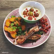 Eng Below Mein Leckerer Brunch Teller Es Gab Karotten Mit Petersilie Spinat Mit Speck Kokos Erdmandel Porridge Mit Stachelbeeren Un Food Breakfast Toast