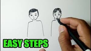 Children waving hands, man and woman in medical uniform standing near kids vector cartoon outline illustration. How To Draw People Easy Man And Woman Drawing Youtube