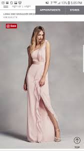 Long One Shoulder Bridesmaid Dress With Ruffles White By Vera Wang Blush One Shoulder Bridesmaid Dresses Bridesmaid Dresses Davids Bridal Bridesmaid Dresses Long