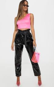 Basic Neon Pink One Shoulder Jersey Crop Top Neon Outfits Crop Tops Neon Dresses