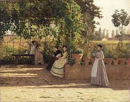 Lega rappresenta varie donne sotto a un pergolato coperto di vite. File Silvestro Lega 001 Jpg Wikimedia Commons