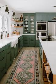Farmhouse Green Kitchen With Cambria Newport White Quartz Countertops In 2019 Farmhouse Kitchen Cabinets In 2020 Green Kitchen Cabinets Kitchen Design Kitchen Style