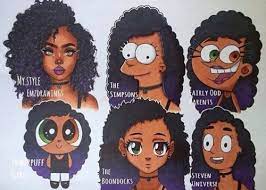 Learn how to draw african american hair for your fashion sketches. Image Result For Black Girl Cartoon Art Style Challenge Cartoon Styles Cartoon Artist