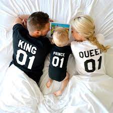 king and queen 01 prince 01 father mother son daughter t shirts king and queen shirts 01 couples shirts 100 cotton tee unisex pintopin cift aile fotograflari babalar