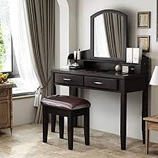 Check spelling or type a new query. Buy Decok 39 4 Simple Vanity Set With Large Curved Mirror Vanity Desk Solid Wood Legs Makeup Table Set With 4 Drawers And Steel Handles For Women Girls Bedroom Espresso Online In Indonesia B092vzdkxh