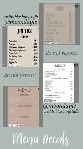 Bloxburg menu decals decal id codes [cafe & restaurants. Moondayle Bloxburg Decal Codes Cafe Sign Bloxburg Decals Codes