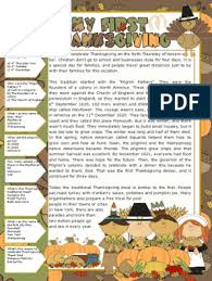 It is sometimes called american thanksgiving (outside the united states) to distinguish it from the canadian holiday of the same name. Thanksgiving I Reading Comprehension Exercises Thanksgiving Dinner Plymouth Colony