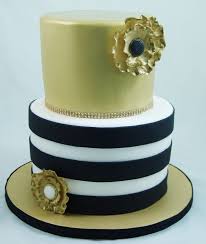 Black And Gold Art Deco Cake Black White And Gold Art Deco Cake With Fantasy Sugar Flowers Artdecocake Custom Birthday Cakes Retirement Party Cakes Photo Cake
