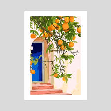 Tom finished our little discussion on paints by describing how he paints trees. Wherever You Go Go With All Your Heart Summer Orange Tree Travel Luxury Villa Spain Greece Painting An Art Print By 83 Oranges Inprnt