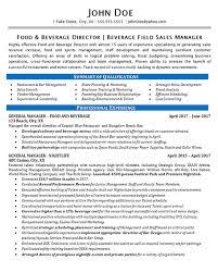 Search food and beverage cvs by specific job title to find more cvs that are relevant to your career path. Food Beverage Manager Resume Example Restaurant Bar Sales