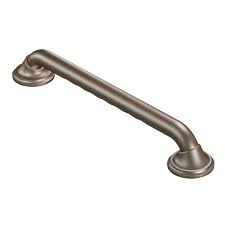 Stainless steel grab bar anchors in stainless steel by moen. Moen Lr8724d3gowb Old World Bronze Home Care 24 X 1 1 4 Grab Bar With Curl Grip Faucetdirect Com