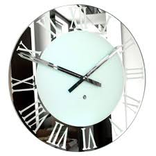 Modern shimmer glitter crystals mirror glass square wall clock 50cm silver. Roco Verre Roman Small Frosted Clock Us