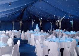 Tablecloths, table runners, centerpieces, placemats and chairs. Faithfulness Symbol Of Blue Beach Blue Wedding Decorations Navy Blue Wedding Theme Blue Themed Wedding