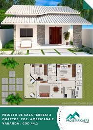 planta de casa terrea com 2 quarto coz americana e varanda cod 44 2 beautiful house plans small house design plans bungalow house design