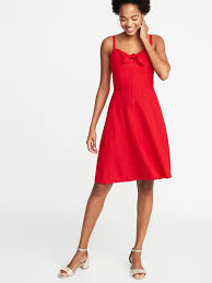 Fit Flare Tie Front Linen Blend Cami Dress For Women Old Navy Dresses Beachwear For Women Cami Dress