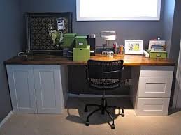 Craft Desk From Ikea Kitchen Cabinets And Countertop Longer With More Cabinets And Workspace For Joh Built In Desk Ikea Countertop Desk Ikea Kitchen Cabinets