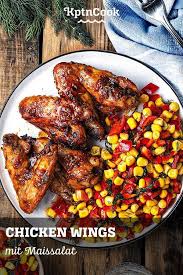Chicken Wings Mit Maissalat Rezept In 2020 Fleisch Gerichte Maissalat Rezepte Mit Hahnchen