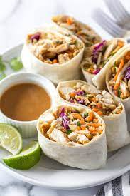 Easy Peanut Chicken Wraps Dairy Free Simply Whisked Recipe Recipes Healthy Recipes Food