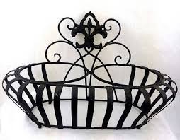 Wrought iron 26 child size planter chair pot holder. Wrought Iron Style Wall Mounted Planter Basket Black Double Flower Pot Holder Ebay