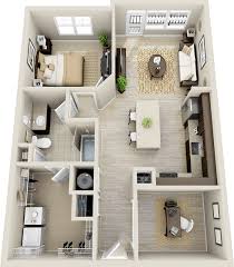 Wall is white paint all around with brick wall accent on the living room to kitchen side. Cozy One Bedroom House Designs House And Decors