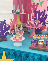 Birthday Table Decoration Ideas For Kids Baby Shark Dessert Table Shark Themed Birthday Party Shark Theme Birthday Baby Shark