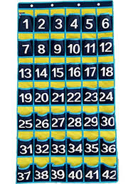 Classroom Numbered Pocket Charts Graphing Calculator Storage Cell Phones Holder 42 Pockets Royal Blue
