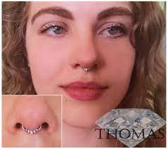 Septum Piercing With Beautiful Cz Clicker By Thomas Piercings Faciais Pircing No Nariz Argola Joias Para Piercing No Septo