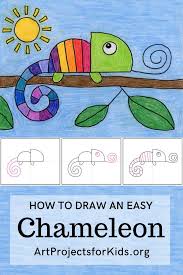 How To Draw A Chameleon Art Projects For Kids Classroom Art Projects Art Lessons Elementary Easy Art Projects